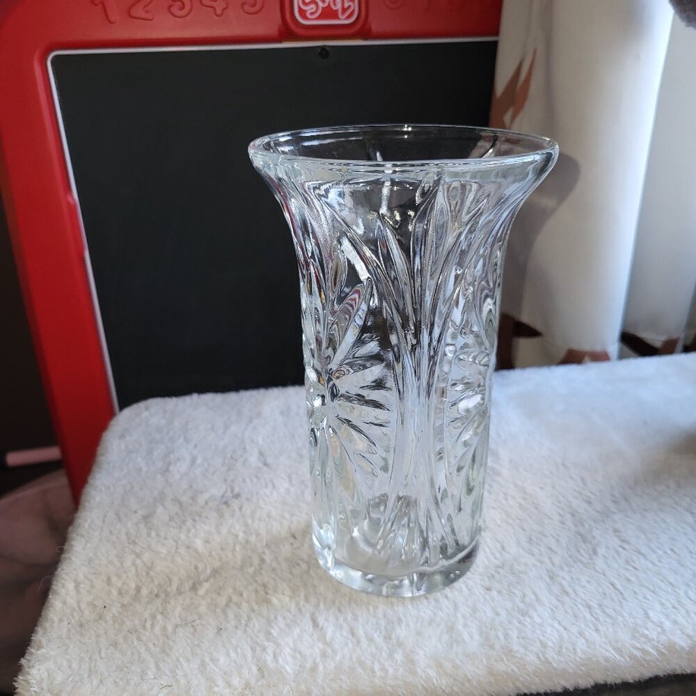 RETIRED VTG 1991 FTD Clear Pressed Glass Fluted Vase Candle Holder USA EUC BIN B